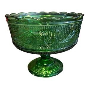 Emerald Green Glass Footed Compote Fruit/Candy Bowl E.O.‎ BRODY CO M6000